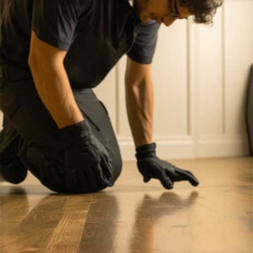 Professional applying high-tech nano-sealant to hardwood floor for increased longevity