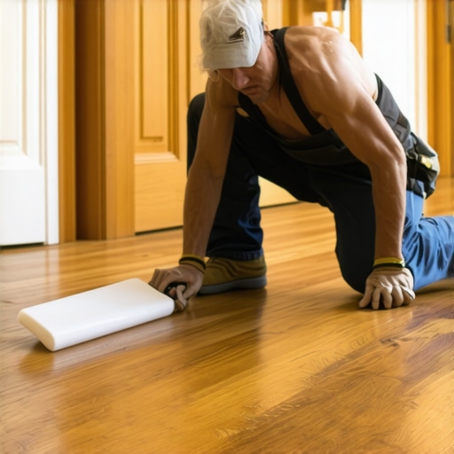 Expert Sealant Application on Hardwood Floor Professional applying sealant to hardwood flooring to ensure durability