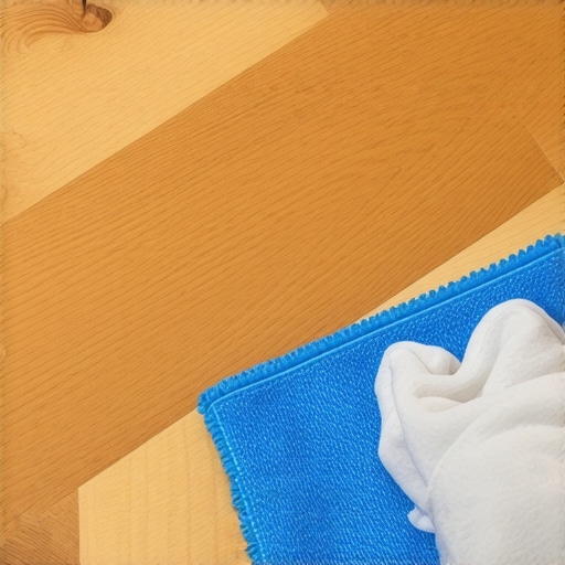Close-up of a sealed hardwood floor being cleaned with a microfiber cloth.