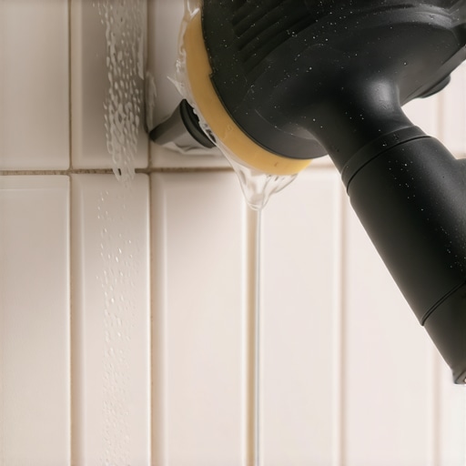 Worker applying silicone sealant to shower joint with caulking gun