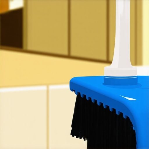 A hand-held grout cleaner with steam oscillating over tiled shower surface