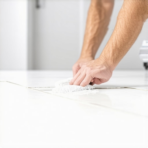 Sealing grout for water protection Person applying waterproof sealant to grout lines in a bathroom